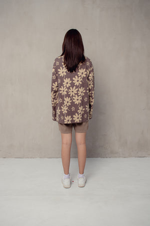 Flora Lounge Shirt Long Sleeve Burgundy