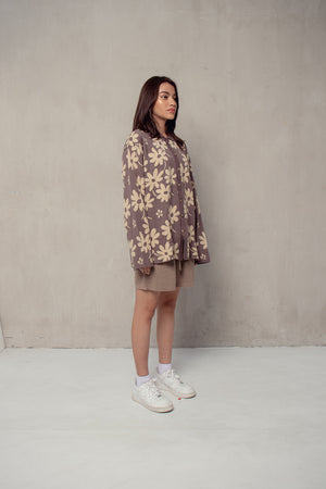 Flora Lounge Shirt Long Sleeve Burgundy