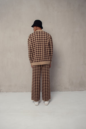 Men Plaid Pants Choco Cream