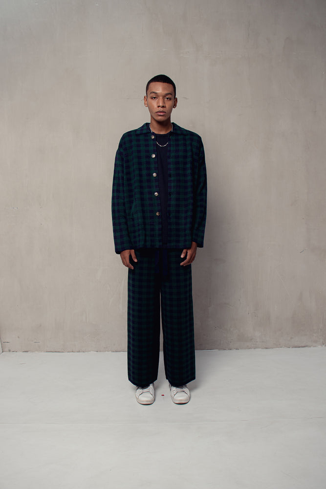 
            
                Load image into Gallery viewer, Men Plaid Pants Navy Green
            
        