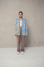 Flora Lounge Shirt Long Sleeve Blue