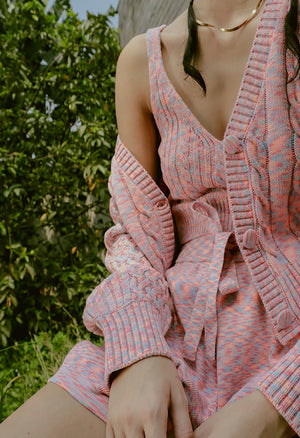 1 Piece Faye Cable Cardigan in Candy Pink