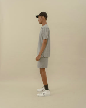 Men Basic Knit Polo T-shirt Grey