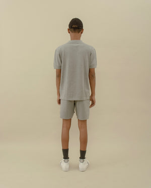 Men Basic Knit Polo T-shirt Grey