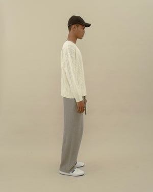 Men Cable Pullover Offwhite