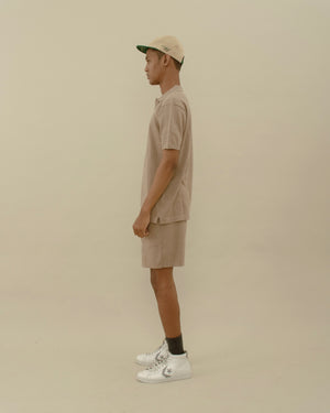 Men Basic Knit Polo T-shirt Brown
