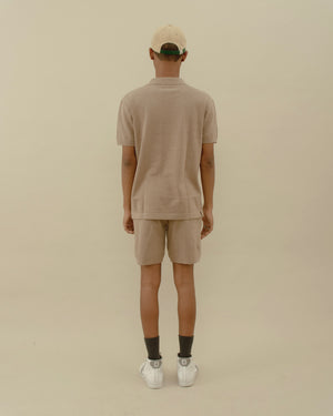 Men Basic Knit Polo T-shirt Brown