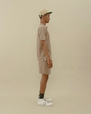 Men Basic Knit Polo T-shirt Brown