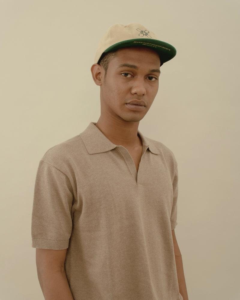 Men Basic Knit Polo T-shirt Brown