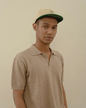 Men Basic Knit Polo T-shirt Brown