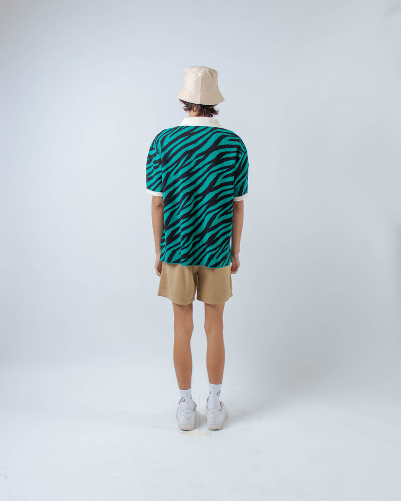 Men Zebra Shirt Green