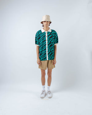 Men Zebra Shirt Green