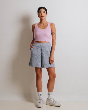 Popcorn Square Neck Tank Pink