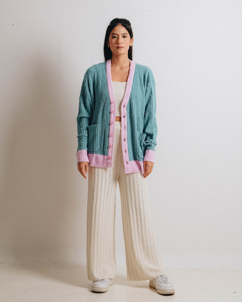 Popcorn Cardigan Aqua