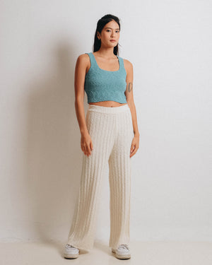 Popcorn Square Neck Tank Aqua