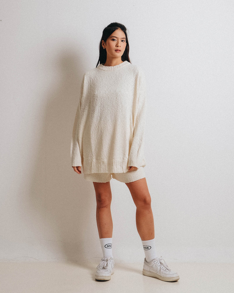 Popcorn Pullover White