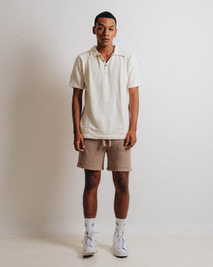 Men Popcorn Polo Shirt White
