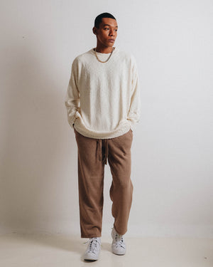 Men Popcorn Pullover White
