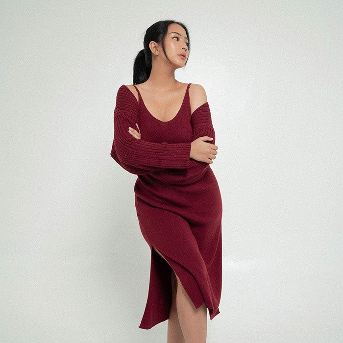 Anya Dress and Bolero Set Maroon