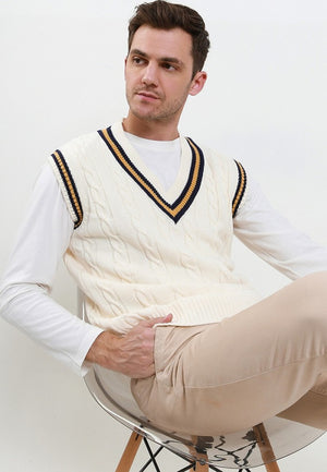men varsity vest offwhite/yellow