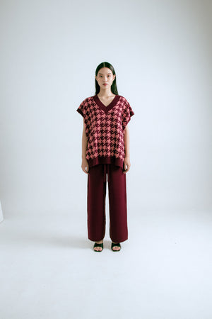 Houndstooth Vest Maroon