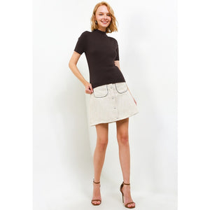 Noir Sur Blanc Xena Mock Neck Coffe