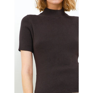 Noir Sur Blanc Xena Mock Neck Coffe
