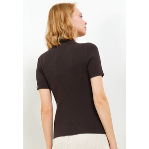 Noir Sur Blanc Xena Mock Neck Coffe