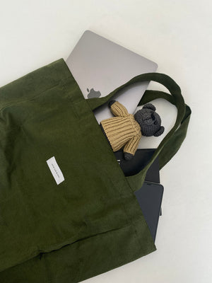 Corduroy Tote Bag Army Green